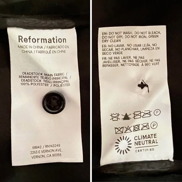 NEW Reformation Vina Dress Black 0
